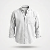 Overhemd Heren - Casual Ribfluwelen Shirt — Gijs in Wit - Finn Jules