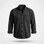 Overhemd Heren - Casual Ribfluwelen Shirt — Gijs in Zwart - Finn Jules