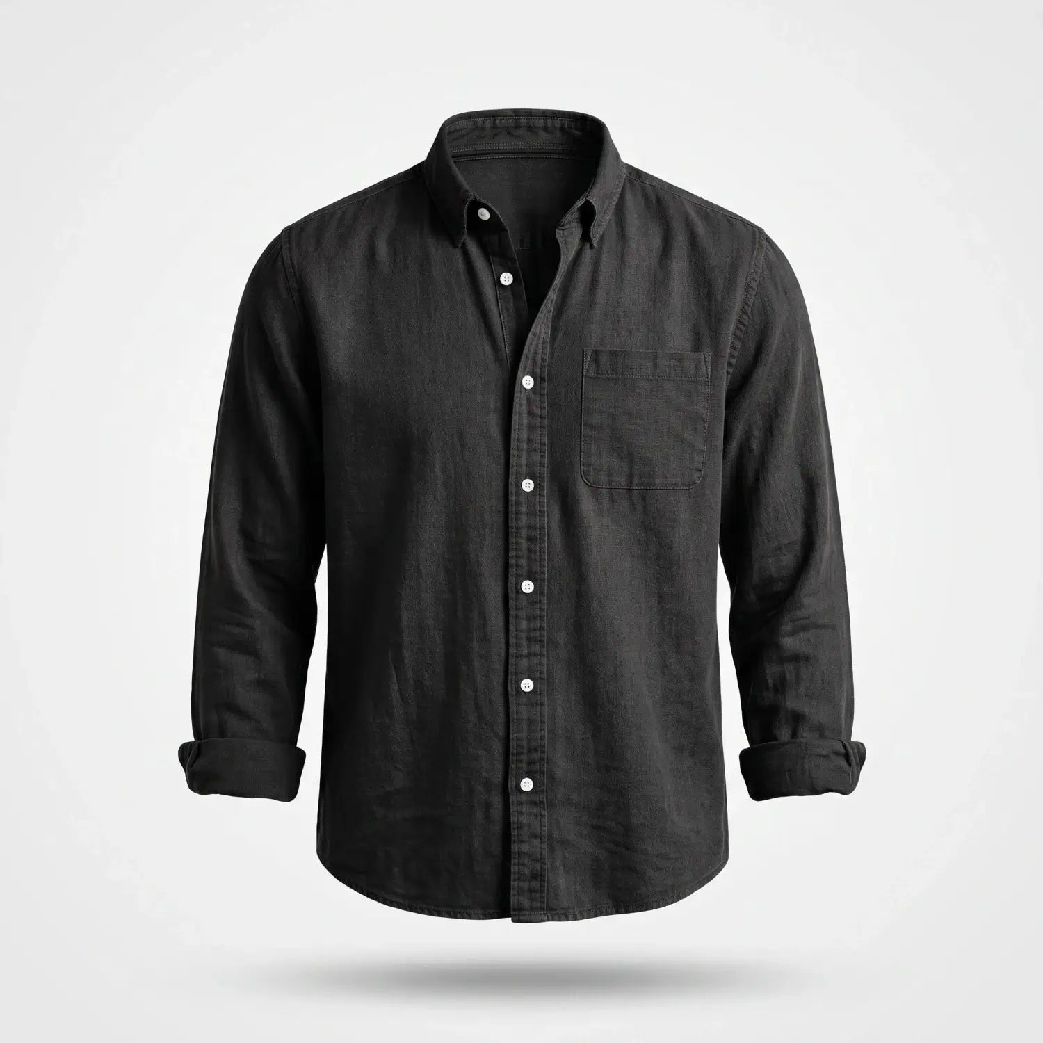 Overhemd Heren - Casual Ribfluwelen Shirt — Gijs in Zwart - Finn Jules