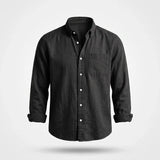 Overhemd Heren - Casual Ribfluwelen Shirt — Gijs in Zwart - Finn Jules