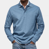 Poloshirt Heren - Casual Polo Lange Mouw — Daan in Blauw - Finn Jules
