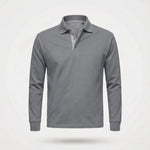 Poloshirt Heren - Casual Polo Lange Mouw — Daan in Grijs - Finn Jules