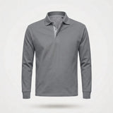 Poloshirt Heren - Casual Polo Lange Mouw — Daan in Grijs - Finn Jules