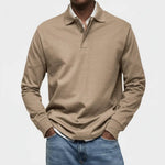 Poloshirt Heren - Casual Polo Lange Mouw — Daan in Khaki - Finn Jules