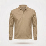Poloshirt Heren - Casual Polo Lange Mouw — Daan in Khaki - Finn Jules