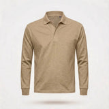 Poloshirt Heren - Casual Polo Lange Mouw — Daan in Khaki - Finn Jules