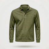 Poloshirt Heren - Casual Polo Lange Mouw — Daan in Leger groen - Finn Jules