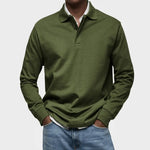 Poloshirt Heren - Casual Polo Lange Mouw — Daan in Leger groen - Finn Jules