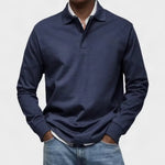 Poloshirt Heren - Casual Polo Lange Mouw — Daan in Navy - Finn Jules