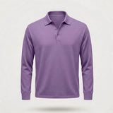 Poloshirt Heren - Casual Polo Lange Mouw — Daan in Paars - Finn Jules