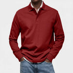 Poloshirt Heren - Casual Polo Lange Mouw — Daan in Rood - Finn Jules