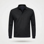 Poloshirt Heren - Casual Polo Lange Mouw — Daan in Zwart - Finn Jules