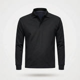 Poloshirt Heren - Casual Polo Lange Mouw — Daan in Zwart - Finn Jules