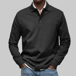 Poloshirt Heren - Casual Polo Lange Mouw — Daan in Zwart - Finn Jules