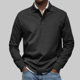 Poloshirt Heren - Casual Polo Lange Mouw — Daan in Zwart - Finn Jules
