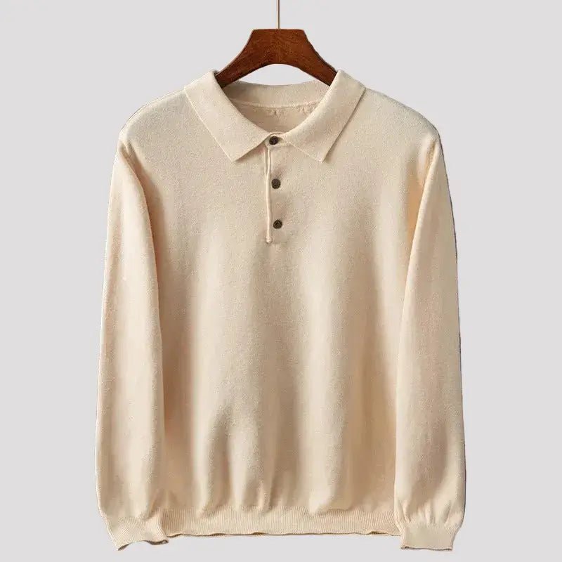 Polotrui Heren - Zachte Gebreide Polo — Adriaan in Beige - Finn Jules