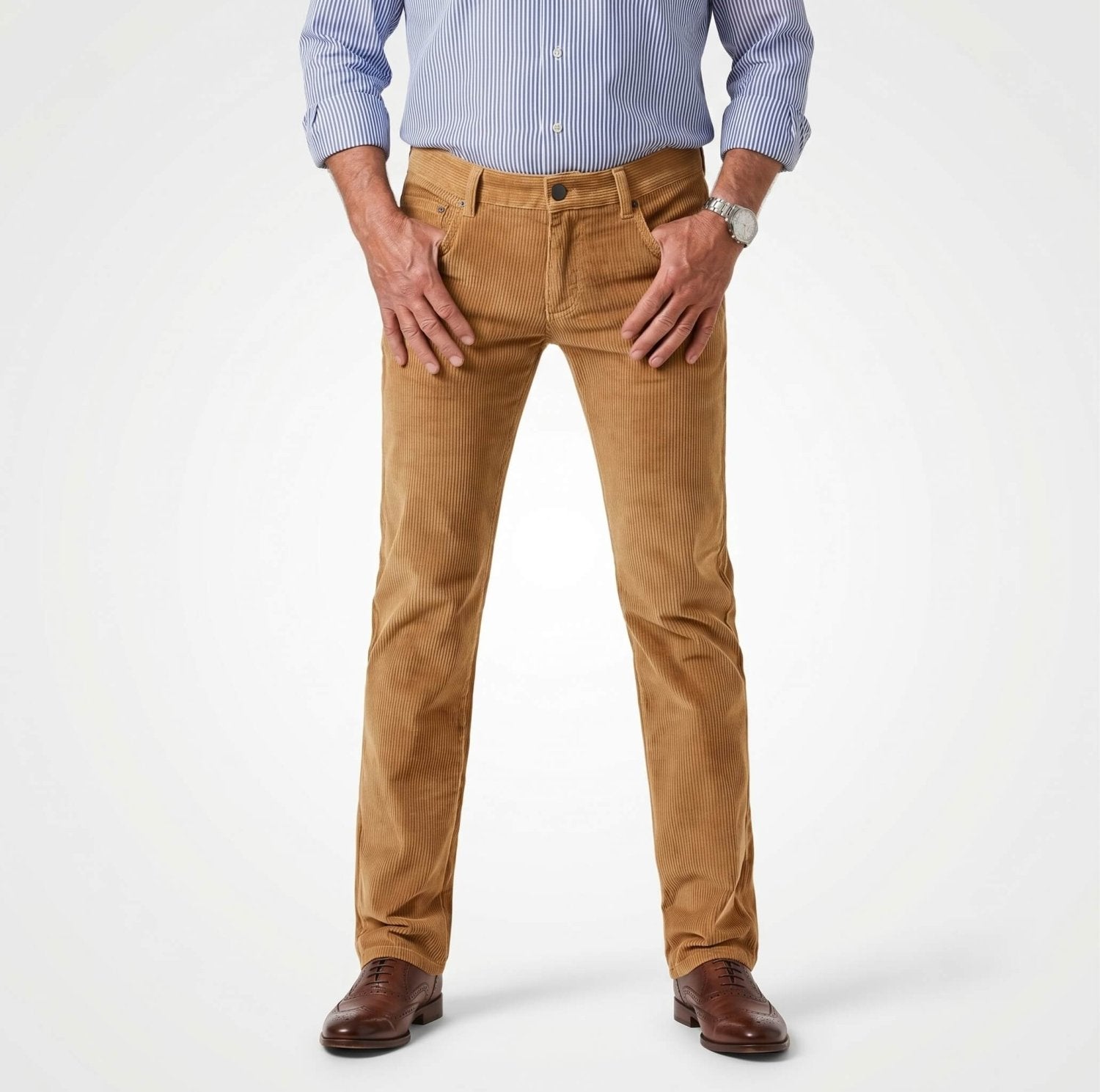 Ribbroek Heren Corduroy Straight Fit — Milan in Kameel - Finn Jules