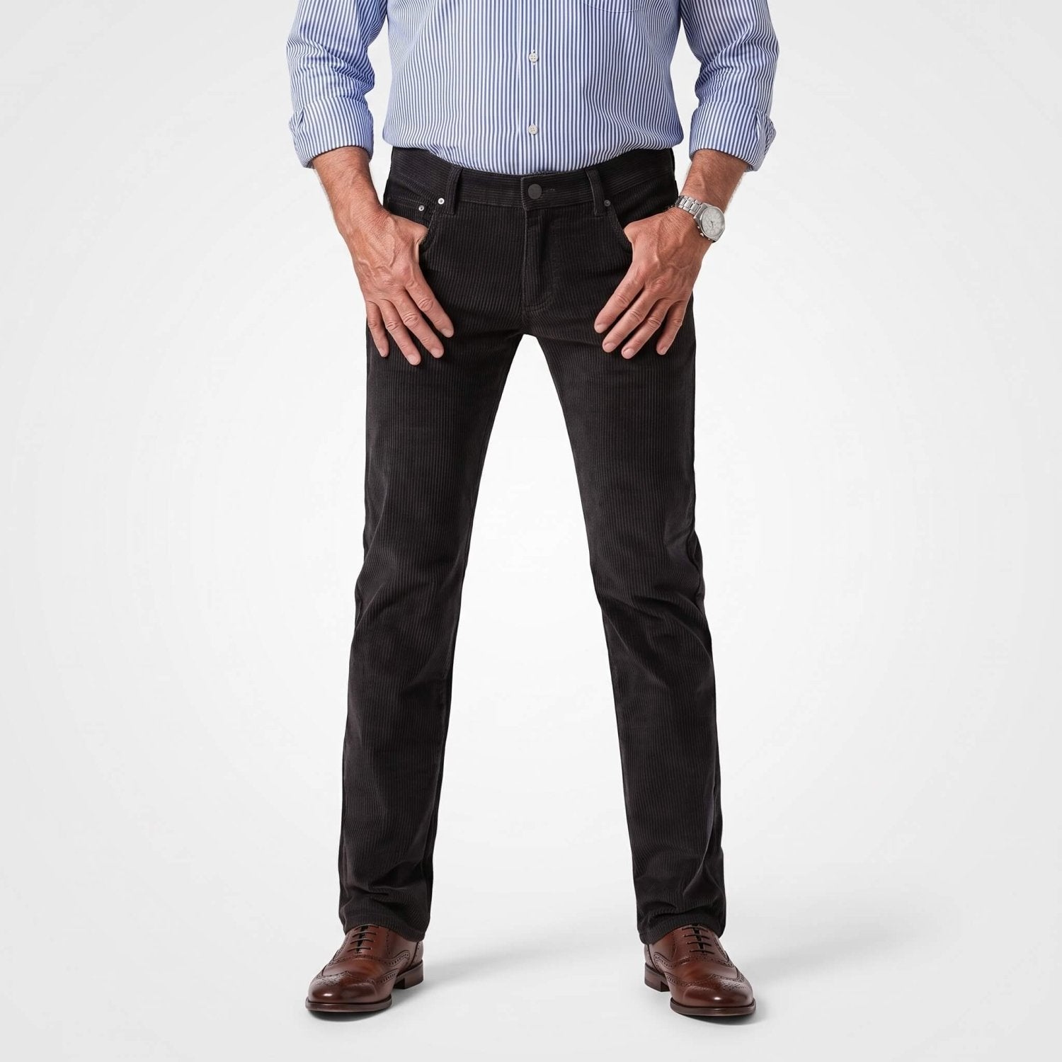 Ribbroek Heren Corduroy Straight Fit — Milan in Zwart - Finn Jules