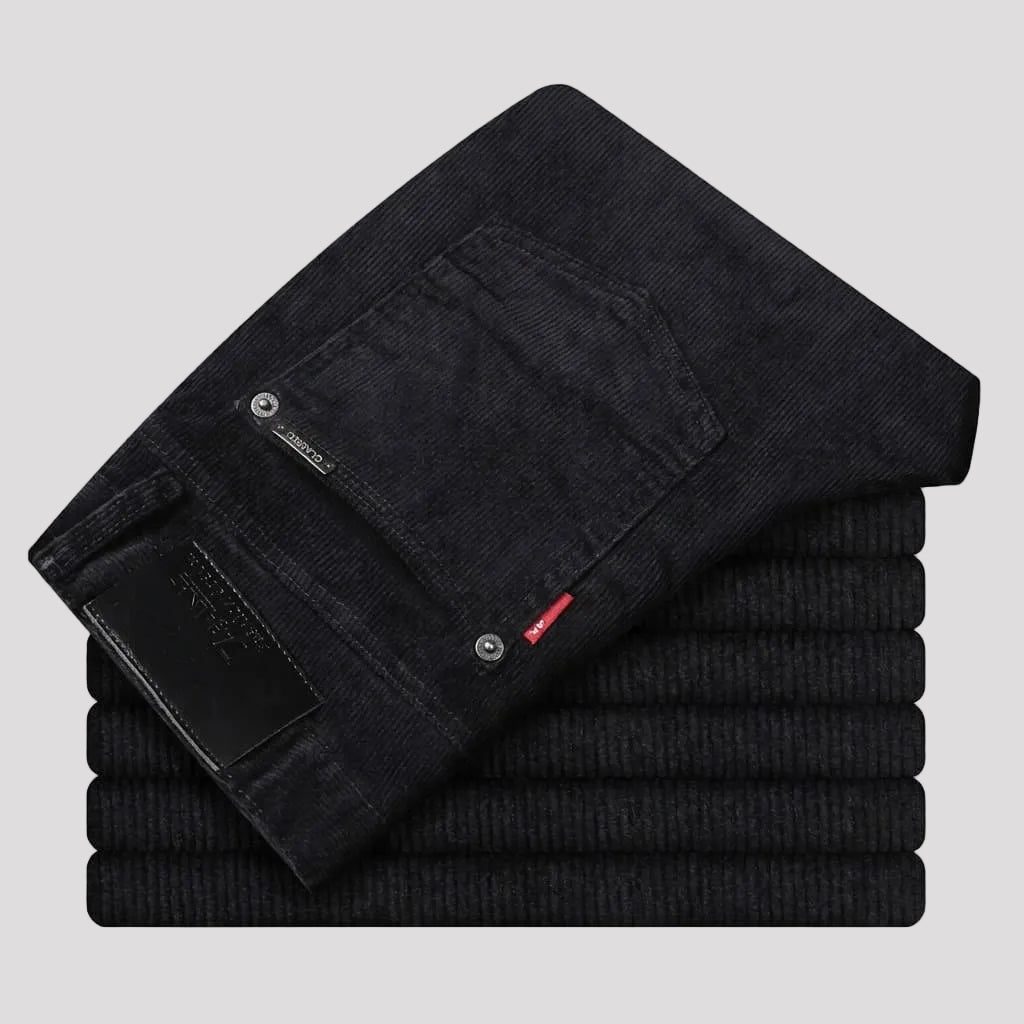Ribbroek Heren Corduroy Straight Fit — Milan in Zwart - Finn Jules