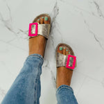 Slippers Dames - Comfortabele Kurk Muiltjes — Tess in Goud / Roze - Finn Jules