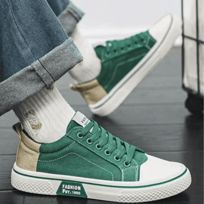 Sneakers Heren - Casual Canvas Schoenen — Lucas in Groen - Finn Jules