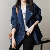 Spijkerjas Dames - Oversized Trenchcoat — Sanne in Donkerblauw denim - Finn Jules
