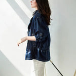 Spijkerjas Dames - Oversized Trenchcoat — Sanne in Donkerblauw denim - Finn Jules
