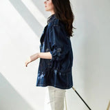 Spijkerjas Dames - Oversized Trenchcoat — Sanne in Donkerblauw denim - Finn Jules