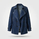 Spijkerjas Dames - Oversized Trenchcoat — Sanne in Donkerblauw denim - Finn Jules