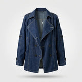 Spijkerjas Dames - Oversized Trenchcoat — Sanne in Donkerblauw denim - Finn Jules