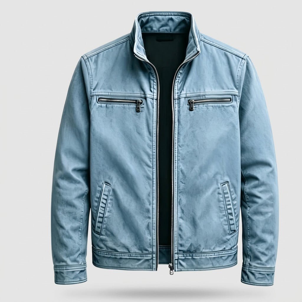 Stoere Casual Jas met Opstaande Kraag — Koen in Blauw - Finn Jules