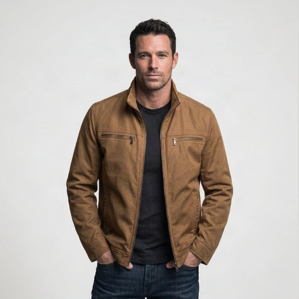 Stoere Casual Jas met Opstaande Kraag — Koen in Blauw - Finn Jules