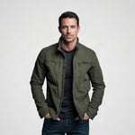 Stoere Casual Jas met Opstaande Kraag — Koen in Legergroen - Finn Jules