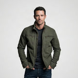 Stoere Casual Jas met Opstaande Kraag — Koen in Legergroen - Finn Jules