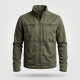 Stoere Casual Jas met Opstaande Kraag — Koen in Legergroen - Finn Jules
