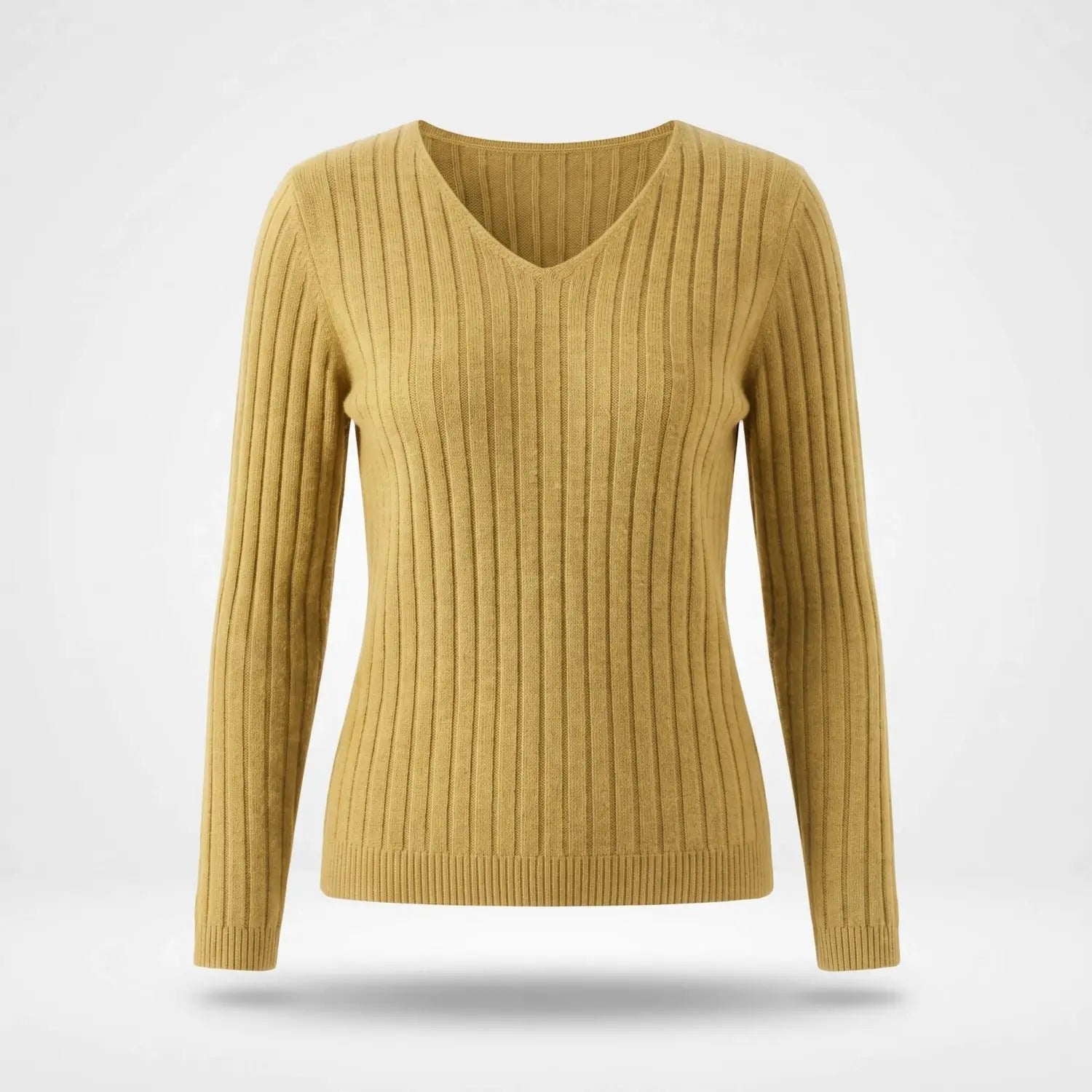 Trui Dames - Ribgebreid V-Hals Elegante — Elin in Geel - Finn Jules