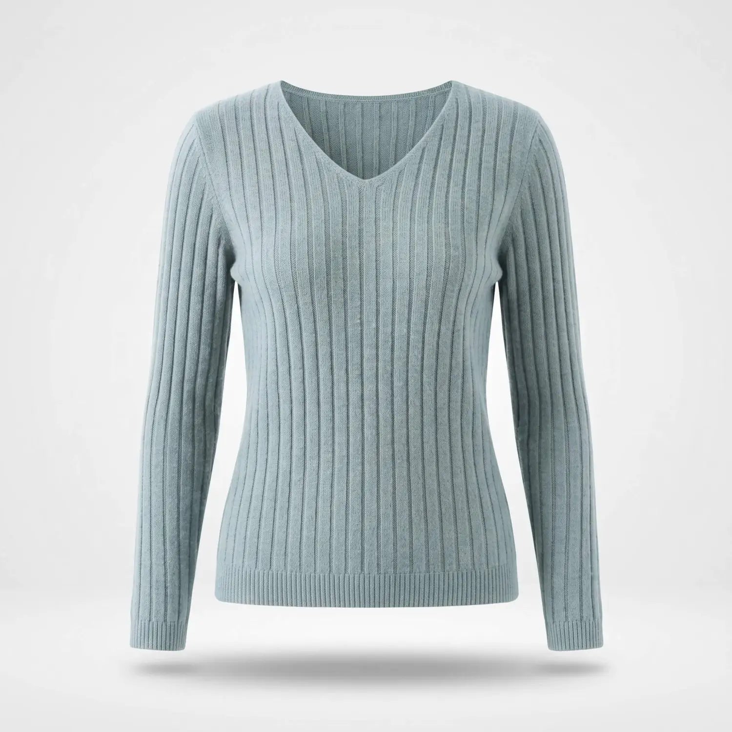 Trui Dames - Ribgebreid V-Hals Elegante — Elin in Groen - Finn Jules