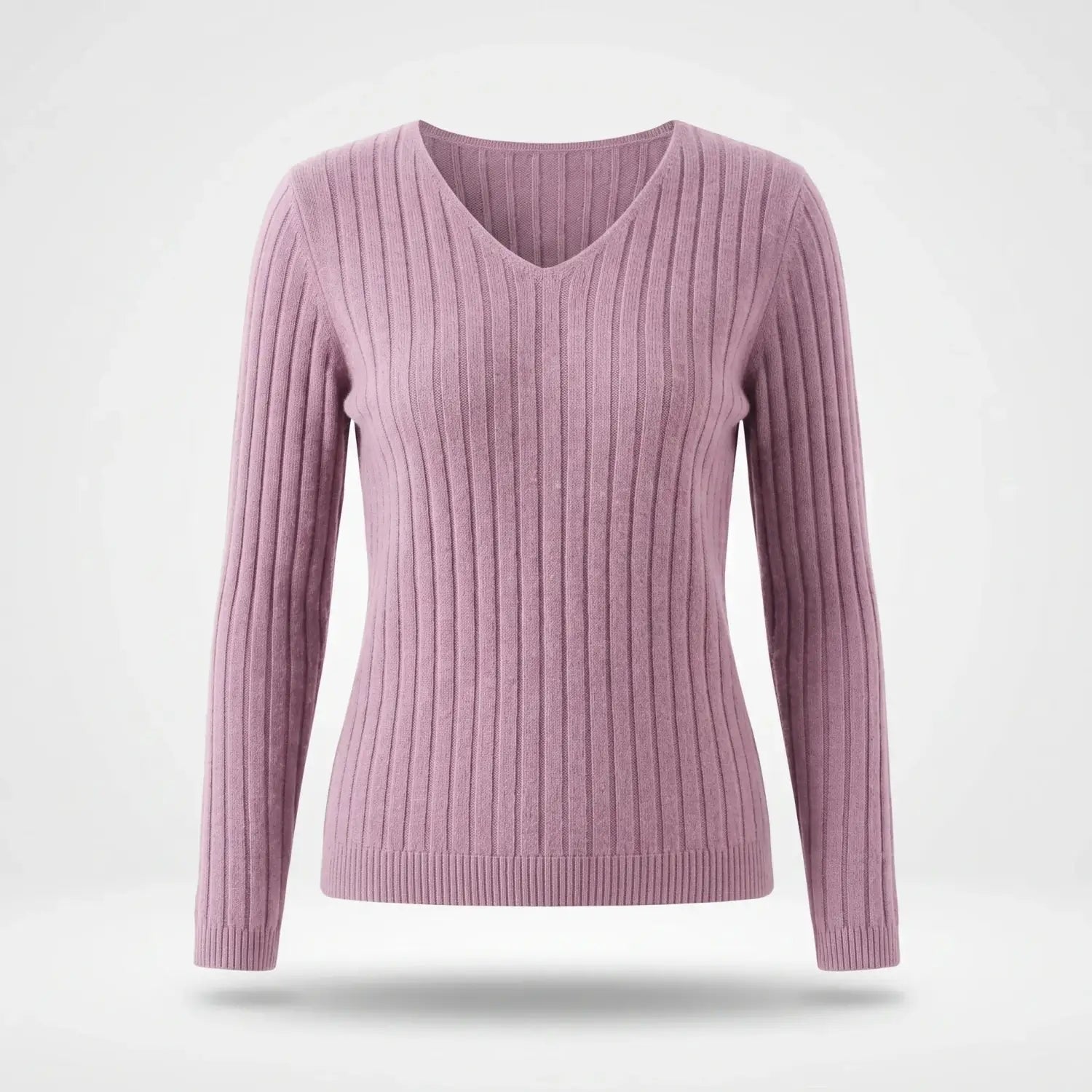 Trui Dames - Ribgebreid V-Hals Elegante — Elin in Oudroze - Finn Jules