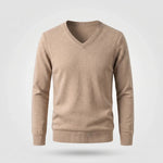 V-Hals Trui Heren - Klassieke Gebreide Trui — Frans in Beige - Finn Jules
