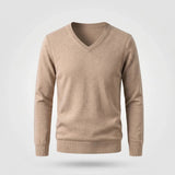V-Hals Trui Heren - Klassieke Gebreide Trui — Frans in Beige - Finn Jules