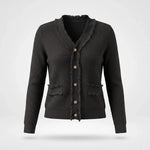 Vest Dames - Gebreid Fringe Vestje — Noor in Zwart - Finn Jules