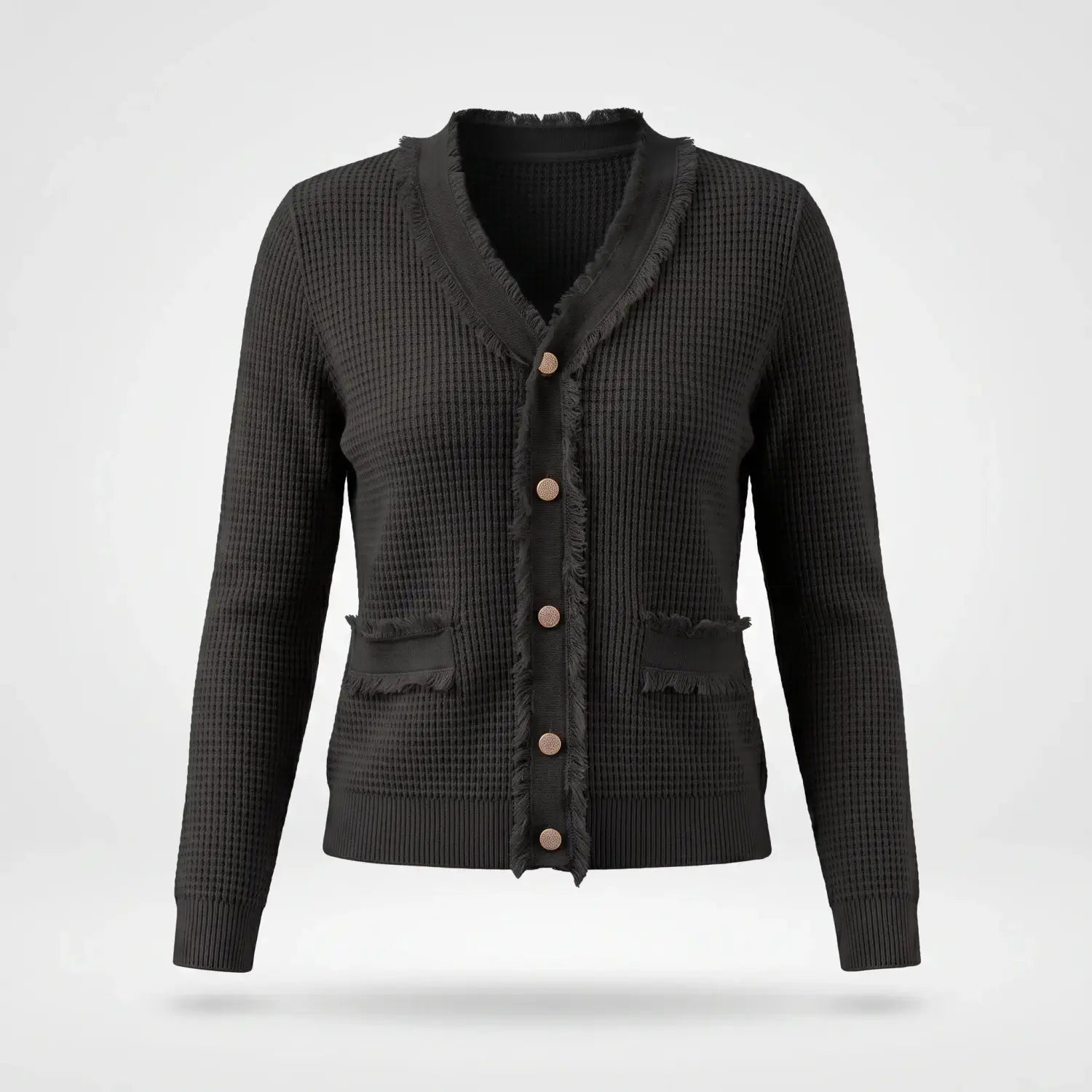 Vest Dames - Gebreid Fringe Vestje — Noor in Zwart - Finn Jules