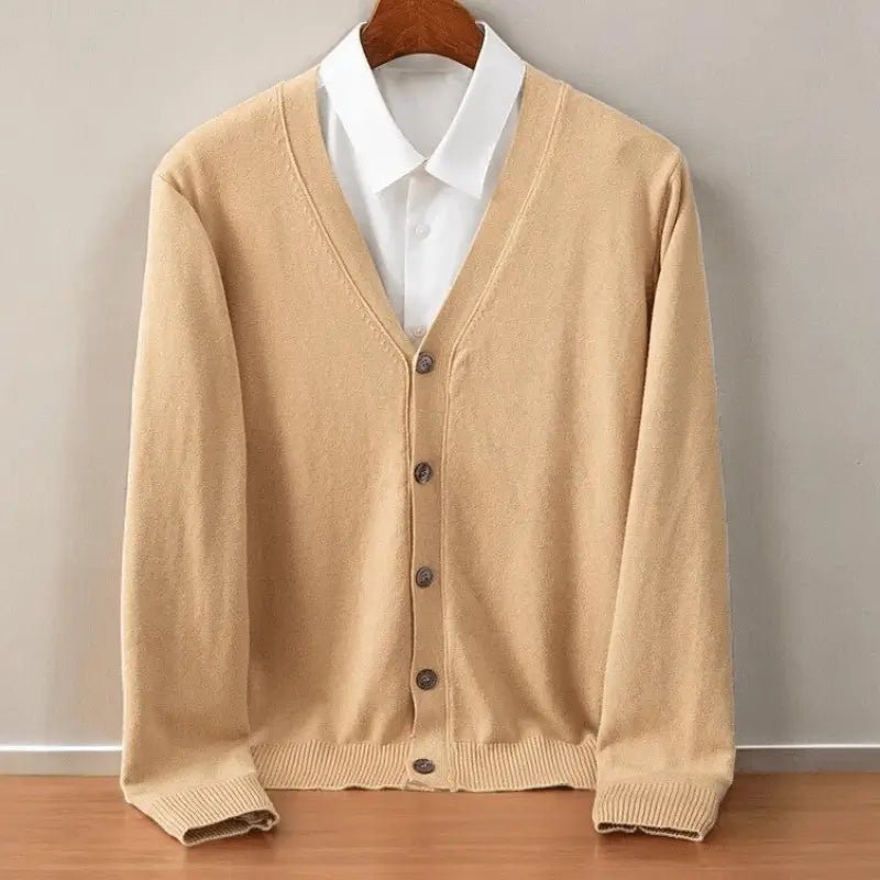 Vest Heren - Klassiek Gebreid Cardigan — Abraham in Camel - Finn Jules