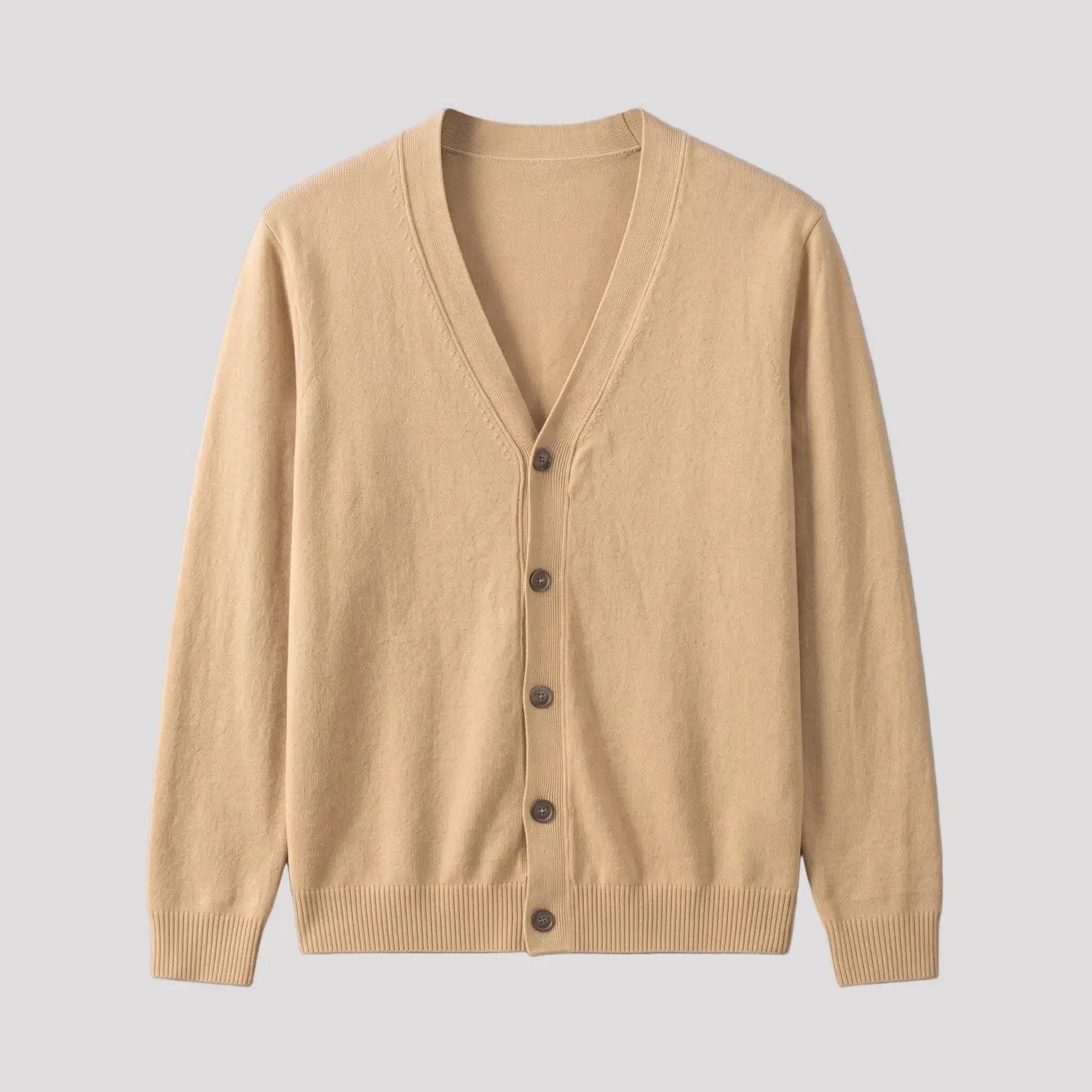 Vest Heren - Klassiek Gebreid Cardigan — Abraham in Camel - Finn Jules