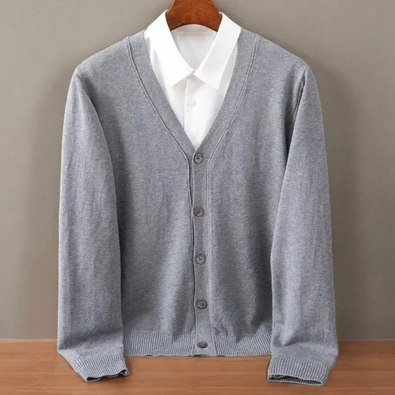 Vest Heren - Klassiek Gebreid Cardigan — Abraham in Grijs - Finn Jules