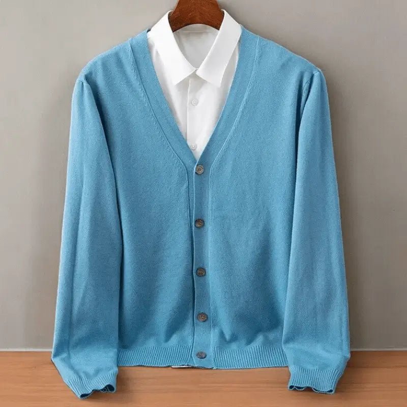 Vest Heren - Klassiek Gebreid Cardigan — Abraham in Hemelsblauw - Finn Jules