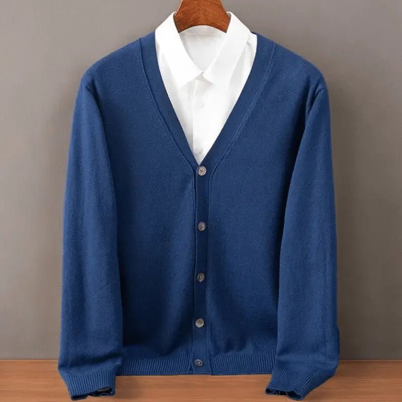 Vest Heren - Klassiek Gebreid Cardigan — Abraham in Marineblauw - Finn Jules