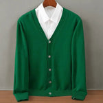 Vest Heren - Klassiek Gebreid Cardigan — Abraham in Smaragdgroen - Finn Jules