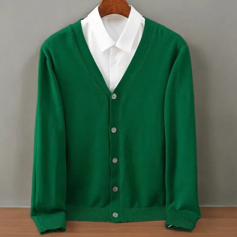 Vest Heren - Klassiek Gebreid Cardigan — Abraham in Smaragdgroen - Finn Jules