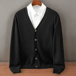 Vest Heren - Klassiek Gebreid Cardigan — Abraham in Zwart - Finn Jules